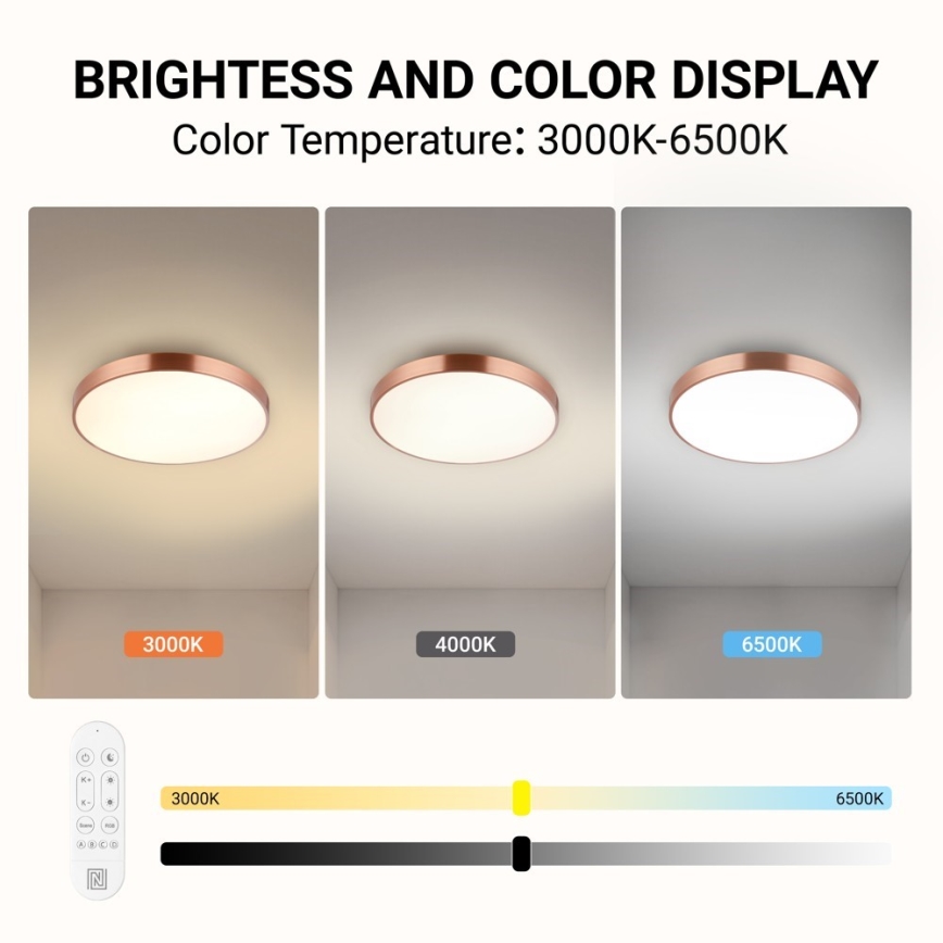 Immax NEO 07321L - dimbare LED-plafondlamp NEO LITE SEMPLICI LED/36W/230V Ø 40 cm Tuya roségoud + afstandsbediening