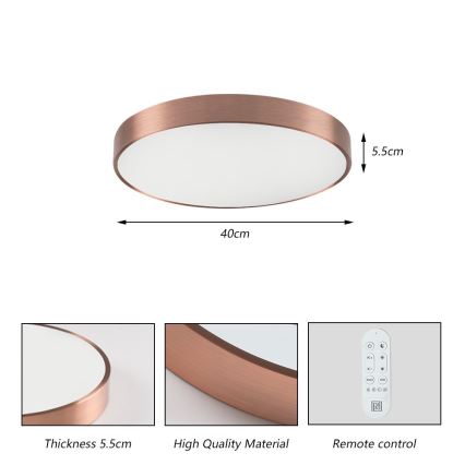 Immax NEO 07321L - dimbare LED-plafondlamp NEO LITE SEMPLICI LED/36W/230V Ø 40 cm Tuya roségoud + afstandsbediening