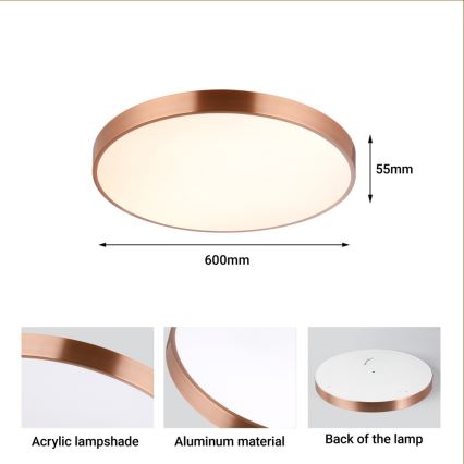 Immax NEO 07322L - Dimbare LED-plafondlamp NEO LITE SEMPLICI LED/60W/230V Ø 60 cm Tuya roségoud + afstandsbediening