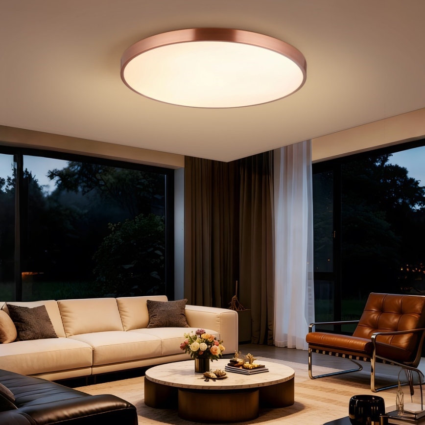 Immax NEO 07323L - dimbare LED-plafondlamp SEMPLICI LED/96W/230V Ø 80 cm Wi-Fi Tuya roségoud + afstandsbediening