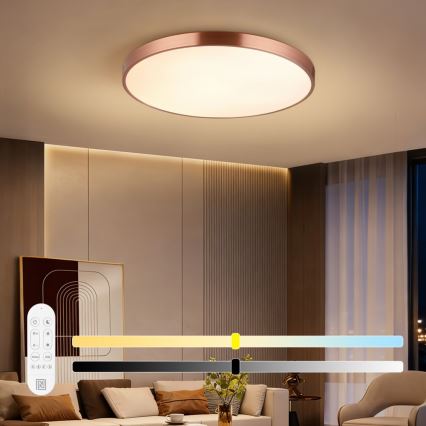 Immax NEO 07323L - dimbare LED-plafondlamp SEMPLICI LED/96W/230V Ø 80 cm Wi-Fi Tuya roségoud + afstandsbediening