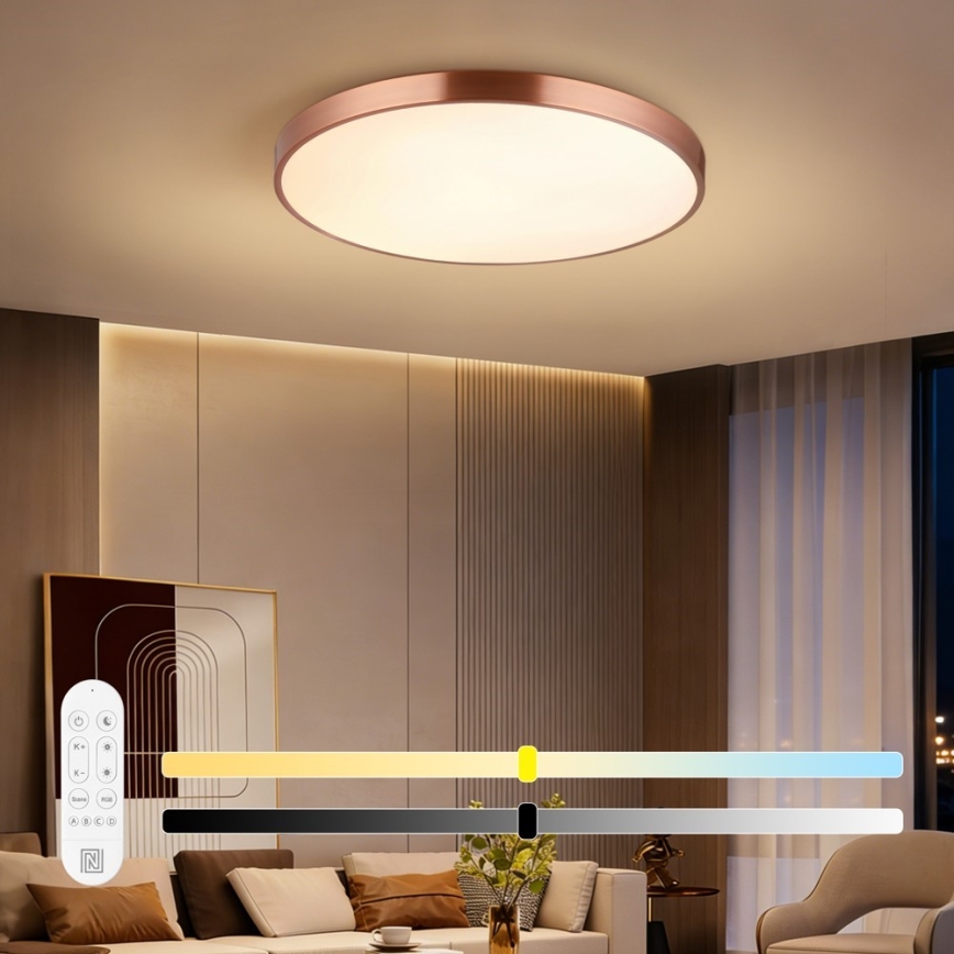 Immax NEO 07323L - dimbare LED-plafondlamp SEMPLICI LED/96W/230V Ø 80 cm Wi-Fi Tuya roségoud + afstandsbediening