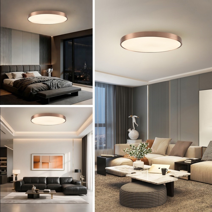 Immax NEO 07323L - dimbare LED-plafondlamp SEMPLICI LED/96W/230V Ø 80 cm Wi-Fi Tuya roségoud + afstandsbediening