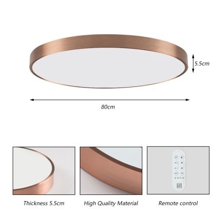 Immax NEO 07323L - dimbare LED-plafondlamp SEMPLICI LED/96W/230V Ø 80 cm Wi-Fi Tuya roségoud + afstandsbediening