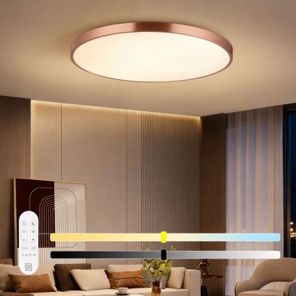 Immax NEO 07324L - LED-dimbare plafondlamp SEMPLICI LED/128W/230V Ø 100 cm Wi-Fi Tuya goud + afstandsbediening