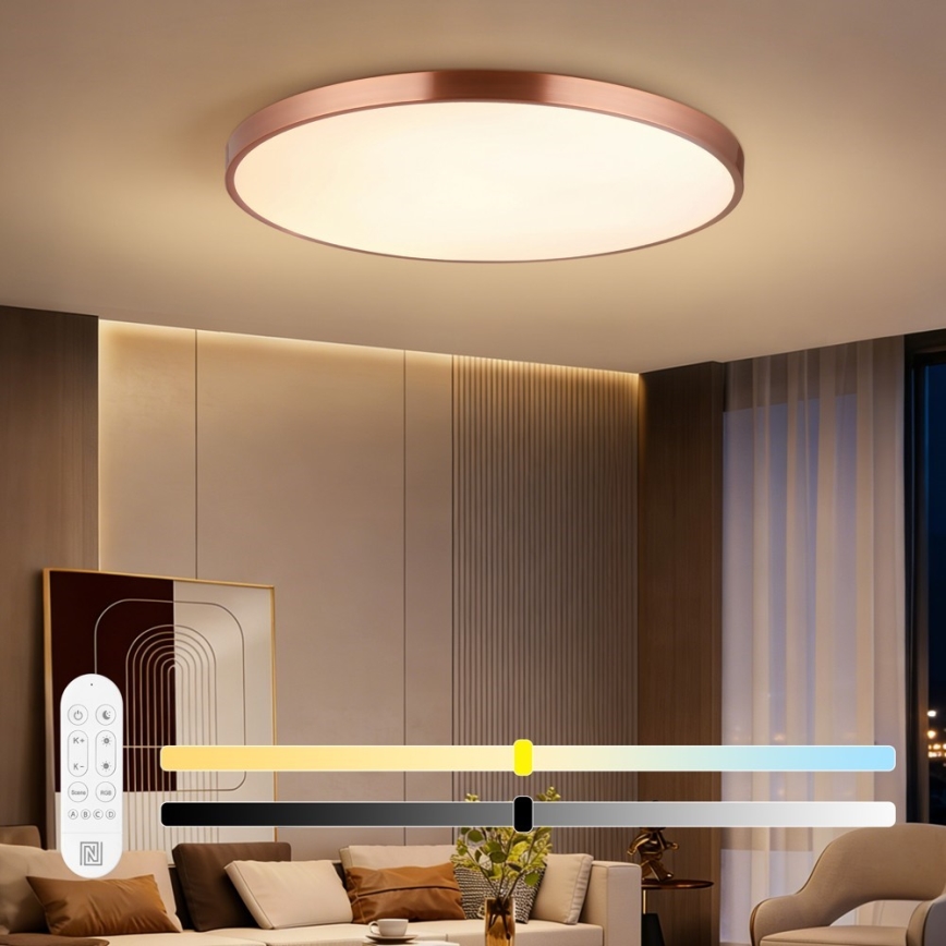 Immax NEO 07324L - LED-dimbare plafondlamp SEMPLICI LED/128W/230V Ø 100 cm Wi-Fi Tuya goud + afstandsbediening