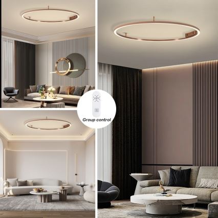 Immax NEO 07325-120C - Dimbare LED-plafondlamp FINO LED/72W/230V 120 cm Tuya roségoud + afstandsbediening