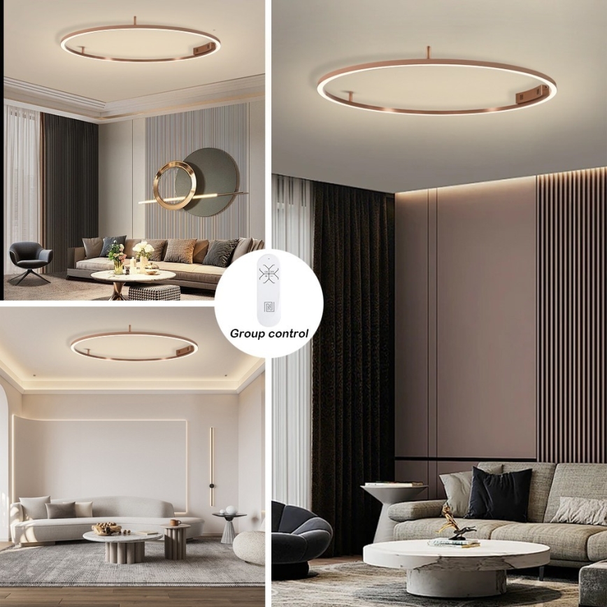 Immax NEO 07325-120C - Dimbare LED-plafondlamp FINO LED/72W/230V 120 cm Tuya roségoud + afstandsbediening
