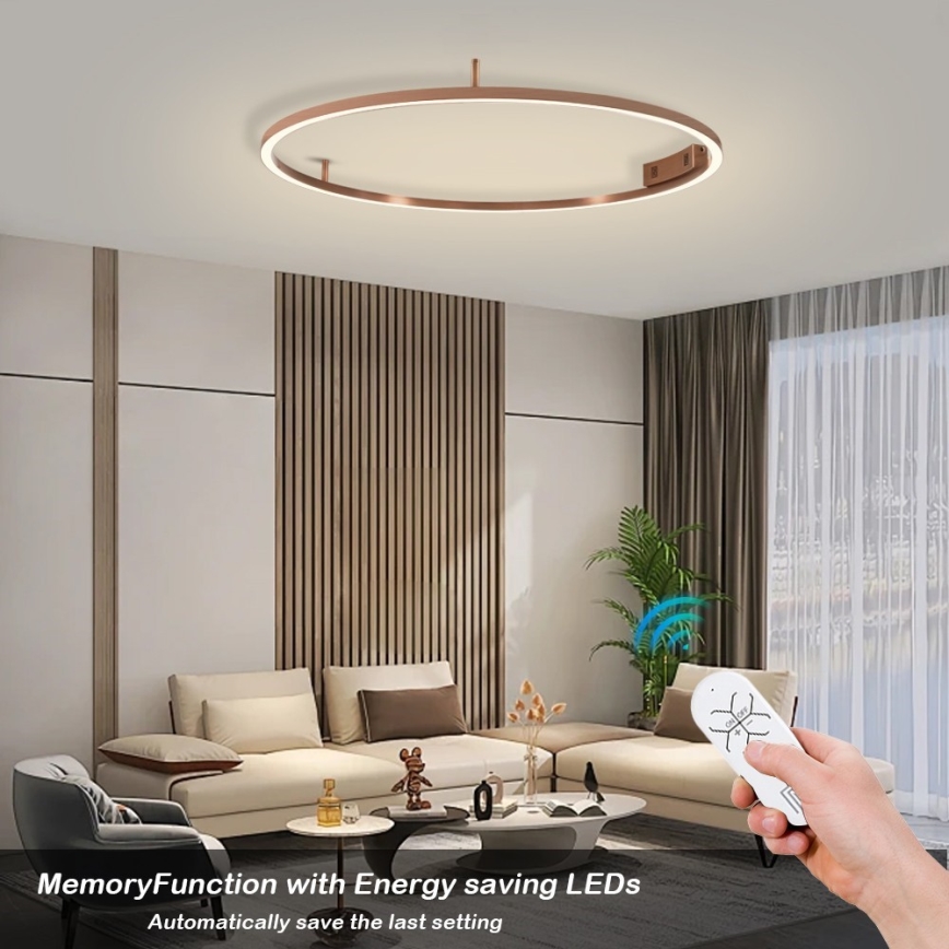 Immax NEO 07326-80C - LED dimbare plafondlamp FINO LED/55W/230V 80 cm Tuya roségoud + afstandsbediening