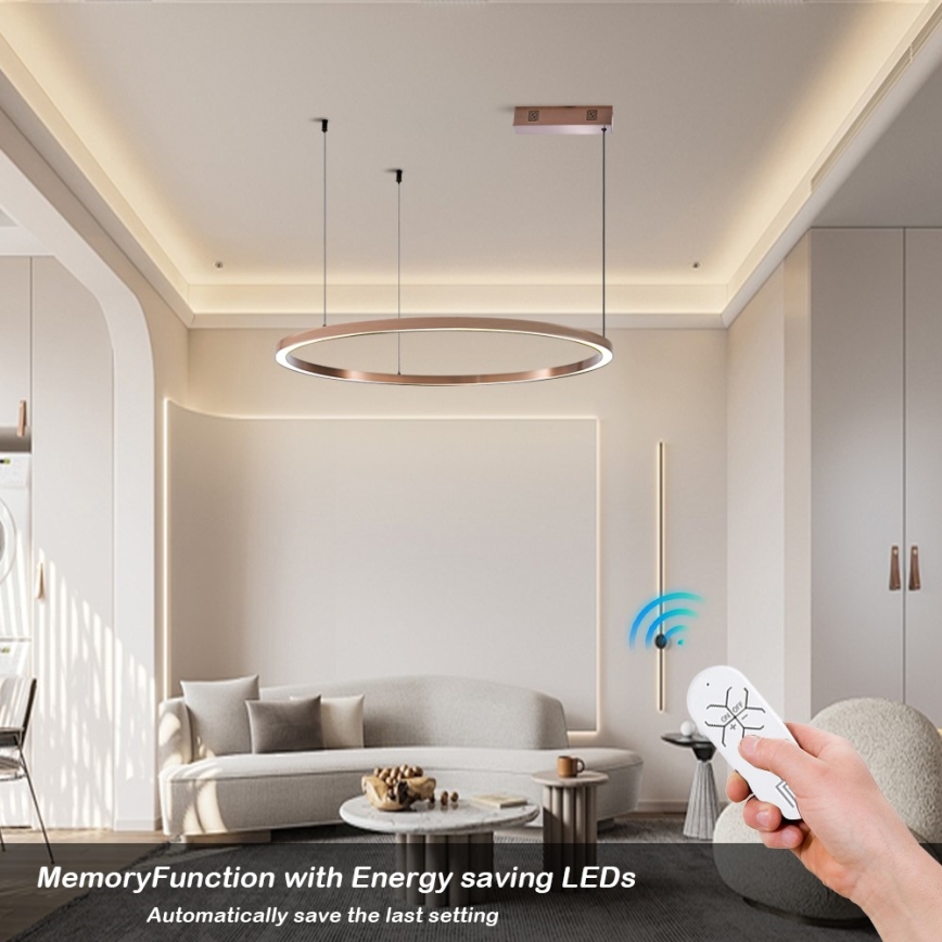 Immax NEO 07327L - Dimbare LED-hanglamp aan kabel FINO LED/55W/230V 80 cm Tuya roségoud + afstandsbediening