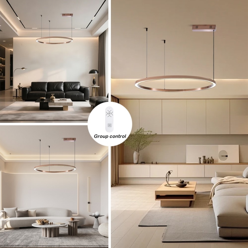 Immax NEO 07327L - Dimbare LED-hanglamp aan kabel FINO LED/55W/230V 80 cm Tuya roségoud + afstandsbediening