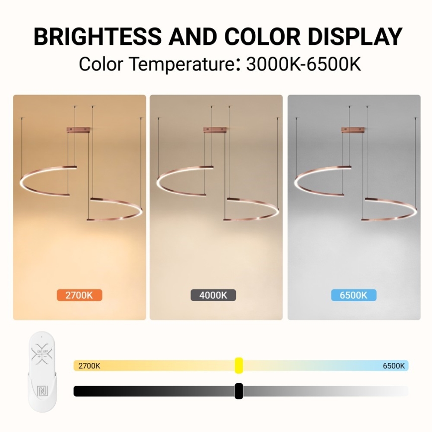 Immax NEO 07328L - LED dimbare hanglamp aan kabel FINO LED/72W/230V 120 cm Tuya roségoud + afstandsbediening