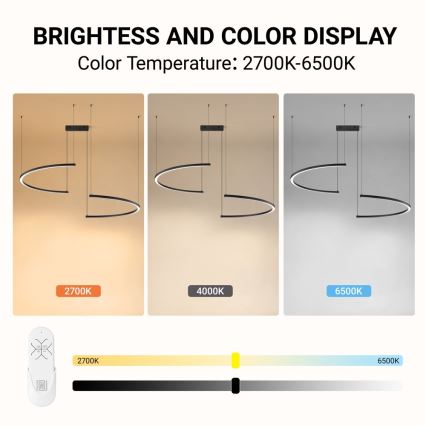 Immax NEO 07329L - LED dimbare pendellamp met kabel FINO LED/72W/230V 120 cm Tuya zwart + afstandsbediening