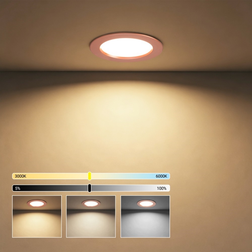 Immax NEO 07330L - Dimbare LED-inbouwspot DOWN LED/12W/230V Wi-Fi Tuya Ø 12 cm roségoud