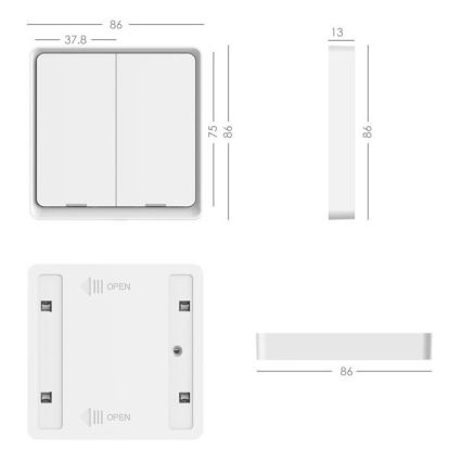 Immax NEO 07507C - SET met 3x schakelaars 2-knops SMART 3xCR2430 Zigbee 3.0 Tuya