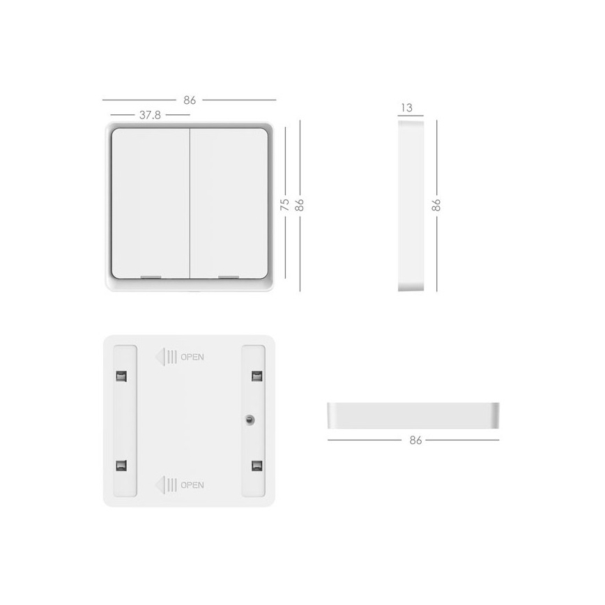 Immax NEO 07507L - Schakelaar 2-knops SMART 1xCR2430 Zigbee 3.0 Tuya