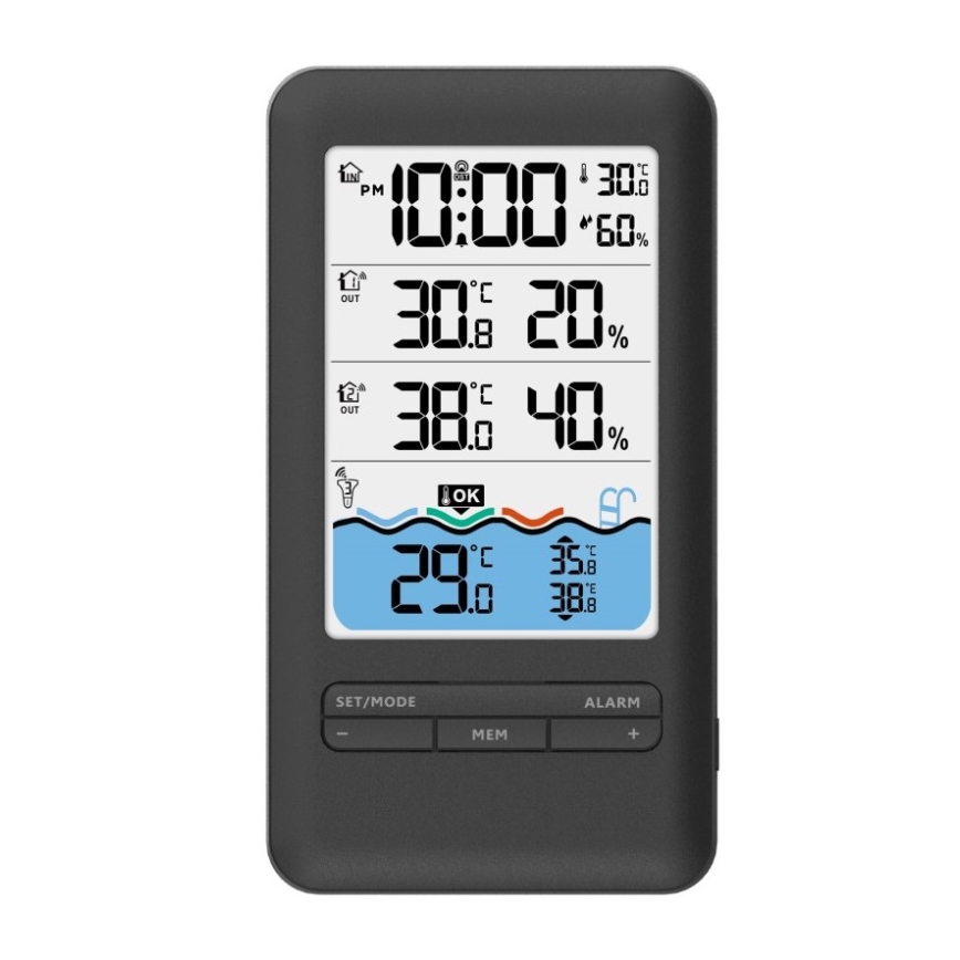 Immax NEO 07529L - Slimme zwembadtemperatuursensor +2x binnentemperatuur- en vochtigheidssensor Wi-Fi Tuya