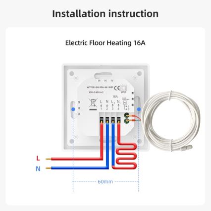 Immax NEO 07535L - Thermostaat voor elektrische vloerverwarming SMART 230V/16A Wi-Fi Tuya