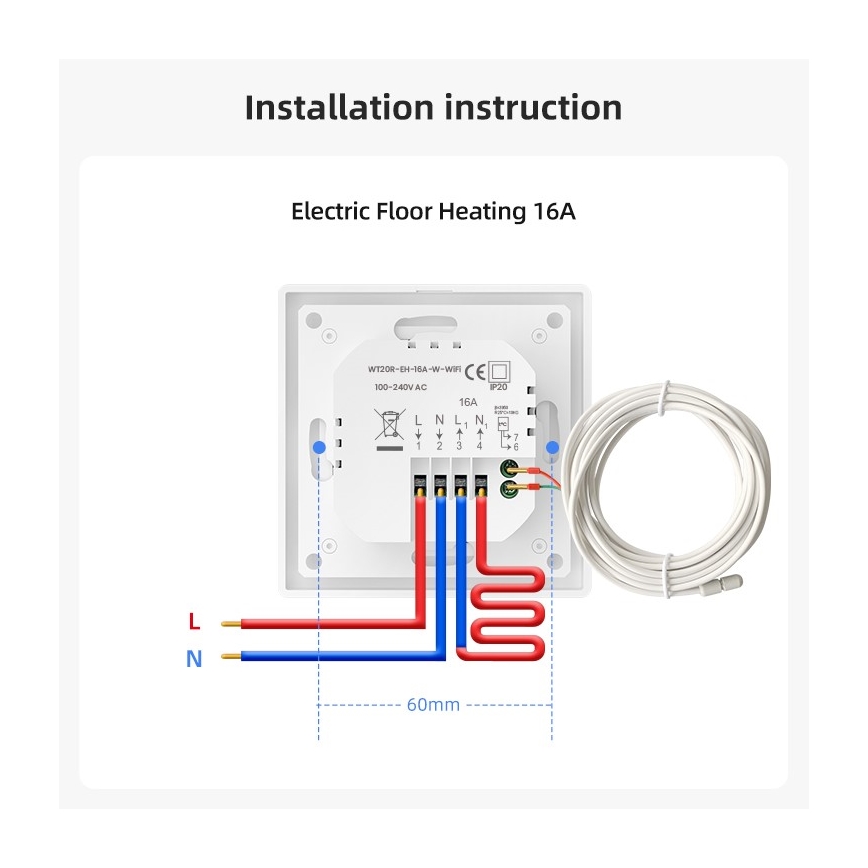 Immax NEO 07535L - Thermostaat voor elektrische vloerverwarming SMART 230V/16A Wi-Fi Tuya