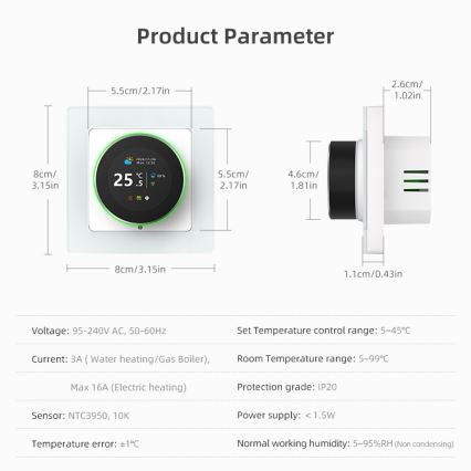 Immax NEO 07535L - Thermostaat voor elektrische vloerverwarming SMART 230V/16A Wi-Fi Tuya