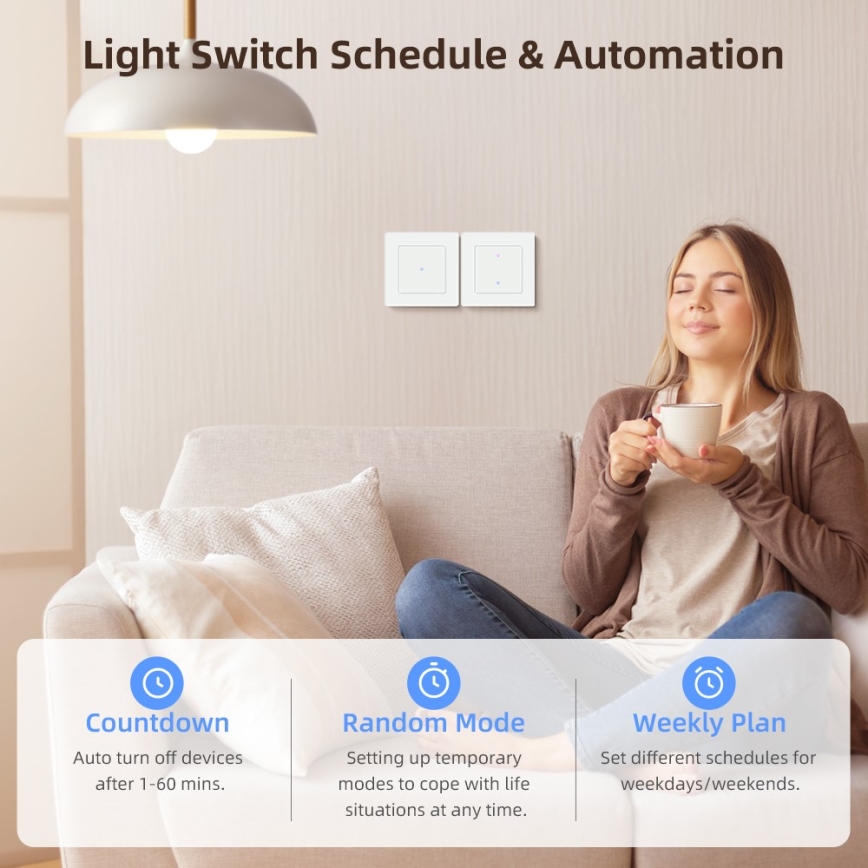 Immax NEO 07539L - SMART 2-knops schakelaar 230 V Wi-Fi Tuya