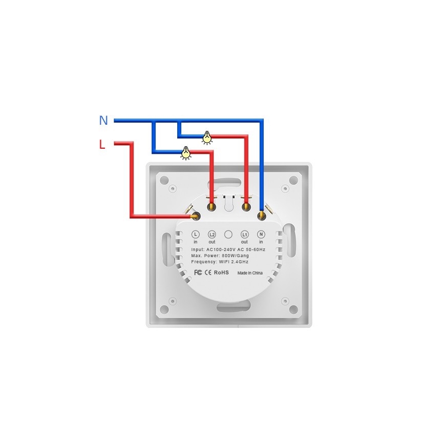 Immax NEO 07539L - SMART 2-knops schakelaar 230 V Wi-Fi Tuya