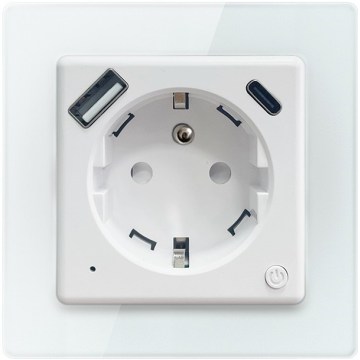 Immax NEO 07544L - Slimme wandcontactdoos E 16A/230V met 1x USB-A + 1x USB-C (PD 20W), Wi-Fi