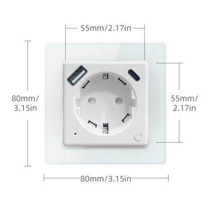 Immax NEO 07552L - Slimme Type F-stopcontact 16A/230V + 1xUSB-A+1xUSB C PD 20W Tuya