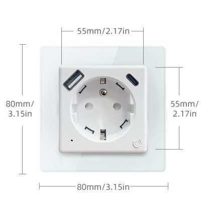 Immax NEO 07553L - Slimme stekker E 16A/230V + 1x USB-A + 1x USB-C PD 20W Tuya