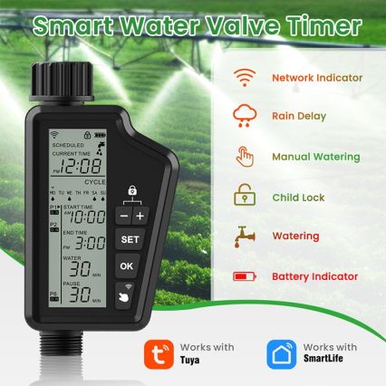 Immax NEO 07556L - Beregeningsventiel 4xAA IP65 Wi‑Fi Tuya
