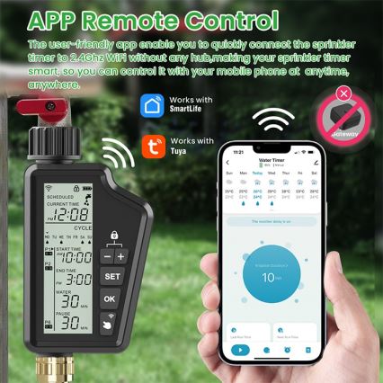 Immax NEO 07556L - Beregeningsventiel 4xAA IP65 Wi‑Fi Tuya