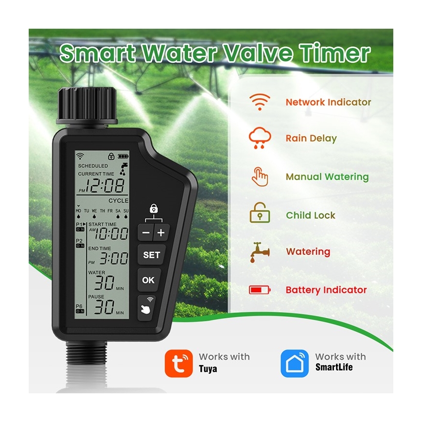 Immax NEO 07556L - Bewateringsventiel 4xAA IP65 Wi-Fi Tuya