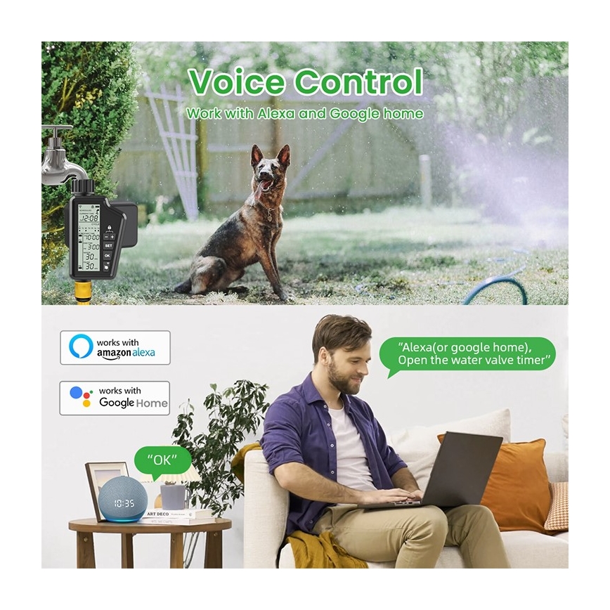 Immax NEO 07556L - Bewateringsventiel 4xAA IP65 Wi-Fi Tuya