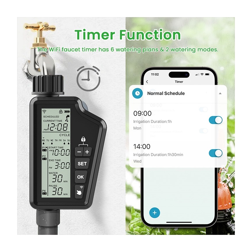 Immax NEO 07556L - Bewateringsventiel 4xAA IP65 Wi-Fi Tuya