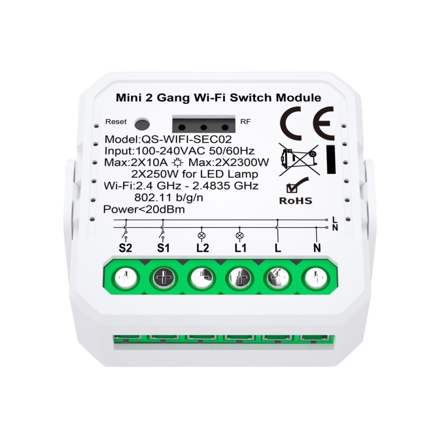 Immax NEO 07571L - Smart afstandsbediening NEO LITE V7 2-knops Wi-Fi Tuya