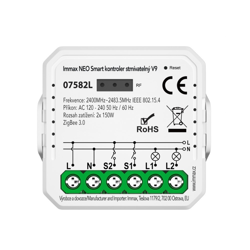 Immax Neo 07582L - Slimme dimbare controller V9 2-knops Tuya