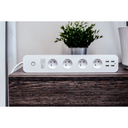 Immax NEO 07707L - NEO LITE Smart verlengkabel 4AC + 4USB Wi-Fi Tuya 1,5m