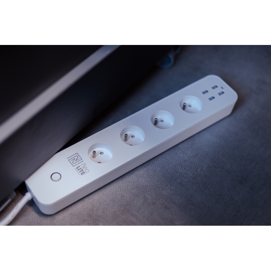 Immax NEO 07707L - NEO LITE Smart verlengkabel 4AC + 4USB Wi-Fi Tuya 1,5m