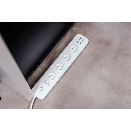 Immax NEO 07707L - NEO LITE Smart verlengkabel 4AC + 4USB Wi-Fi Tuya 1,5m