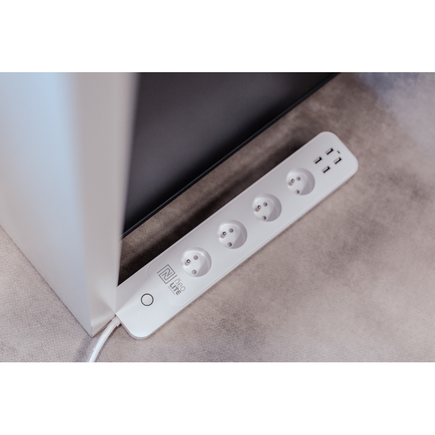 Immax NEO 07707L - NEO LITE Smart verlengkabel 4AC + 4USB Wi-Fi Tuya 1,5m