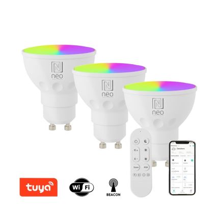 Immax NEO 07724CDO - SET van 3 dimbare LED RGB+CCT-lampen GU10/4,8W/230V 2700-6500K Wi-Fi Tuya + afstandsbediening