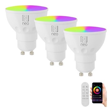 Immax NEO 07724CDO - SET van 3 dimbare LED RGB+CCT-lampen GU10/4,8W/230V 2700-6500K Wi-Fi Tuya + afstandsbediening