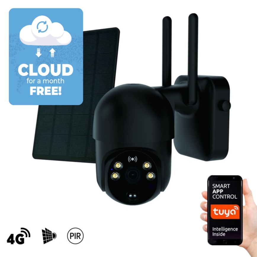 Immax NEO 07747L - Slimme buitencamera met zonnepaneel NEO LITE 4G 14400mAh 1080p IP65 Tuya zwart