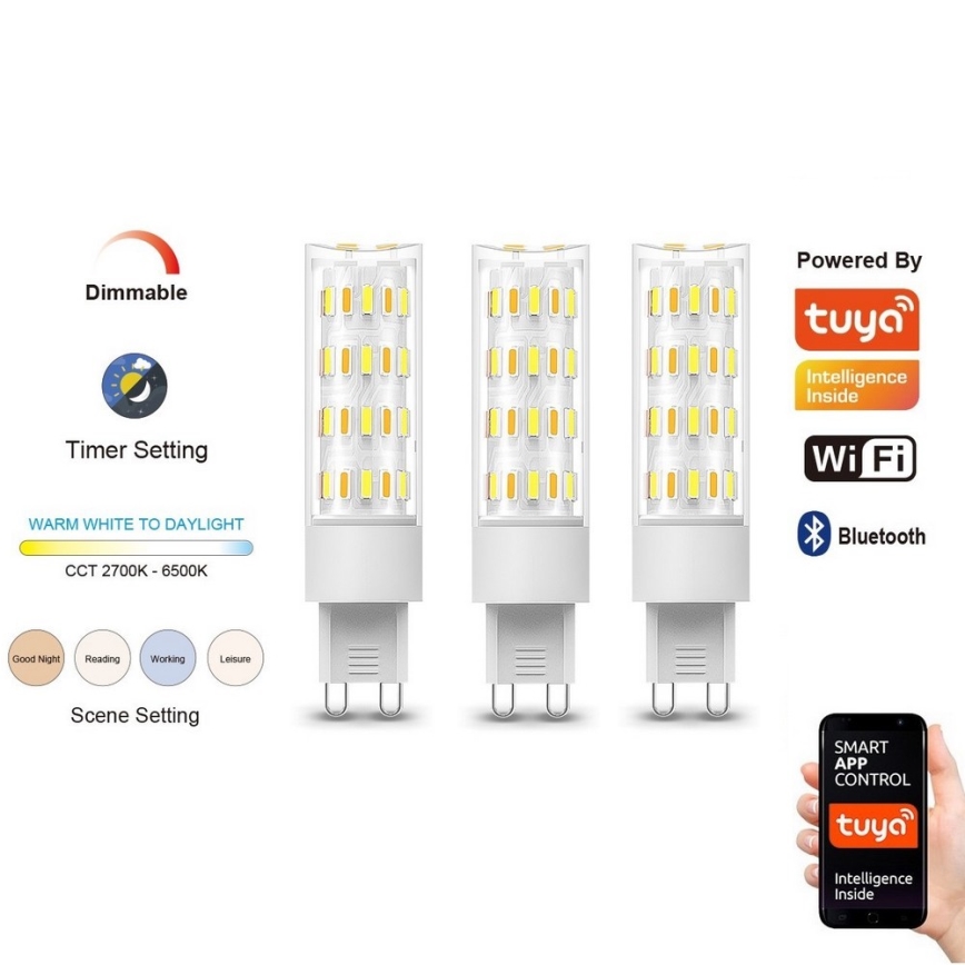 Immax NEO 07763C - SET 3x Dimbare LED Lamp NEO LITE G9/4W/230V 2700-6500K Wi-Fi Tuya