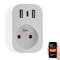 Immax NEO 07772L - Slimme stekkerdoos 16A/230V + 2xUSB+1xUSB C Wi-Fi Tuya