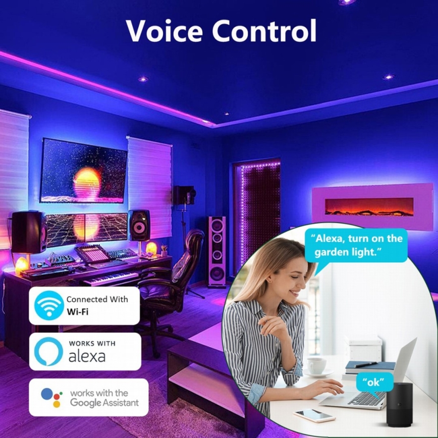 Immax NEO 07776L - LED RGB dimbare vloerlamp AMBIENTE LED/12W/230V Wi-Fi Tuya + afstandsbediening