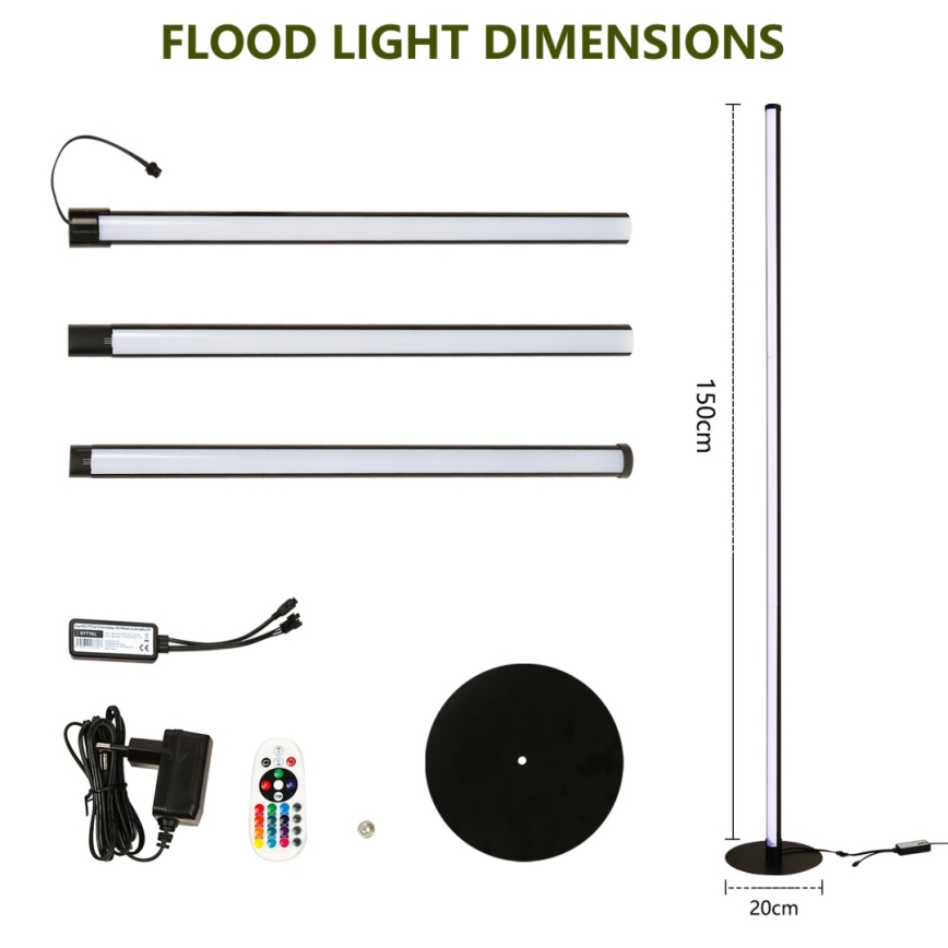 Immax NEO 07776L - LED RGB dimbare vloerlamp AMBIENTE LED/12W/230V Wi-Fi Tuya + afstandsbediening