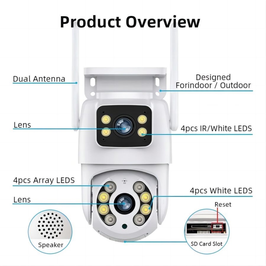 Immax NEO 07783L - Slimme buitencamera met sensor DOUBLE 355° P/T 2x2MP IP65 Wi-Fi Tuya