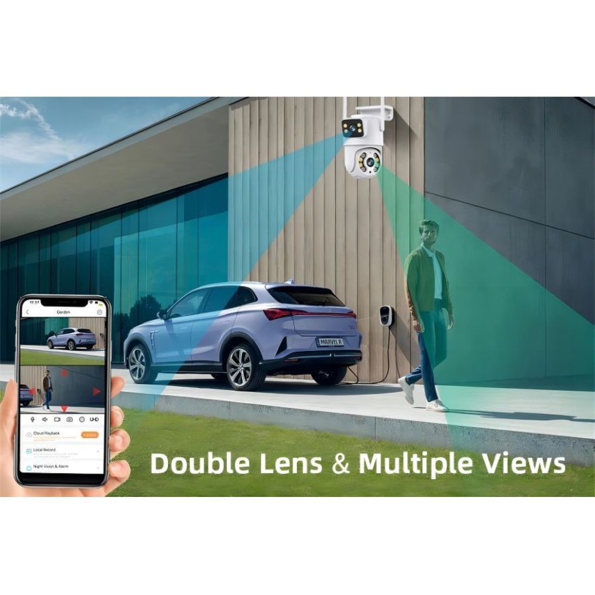 Immax NEO 07783L - Slimme buitencamera met sensor DOUBLE 355° P/T 2x2MP IP65 Wi-Fi Tuya