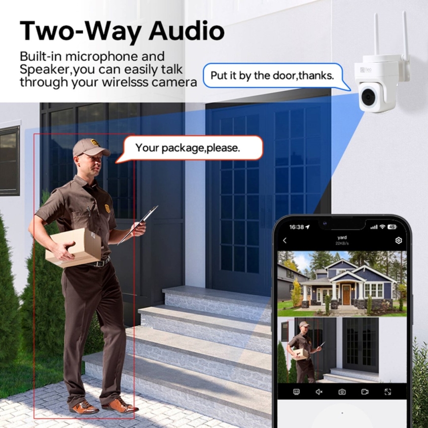Immax NEO 07793L - Slimme buitencamera met CUBE 4MP sensor 5V IP65 Wi-Fi Tuya